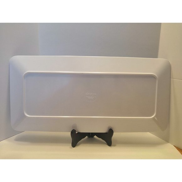 Alex And Zoe Melamine Rectangular serving Platter Cactus green white - Picture 2 of 4